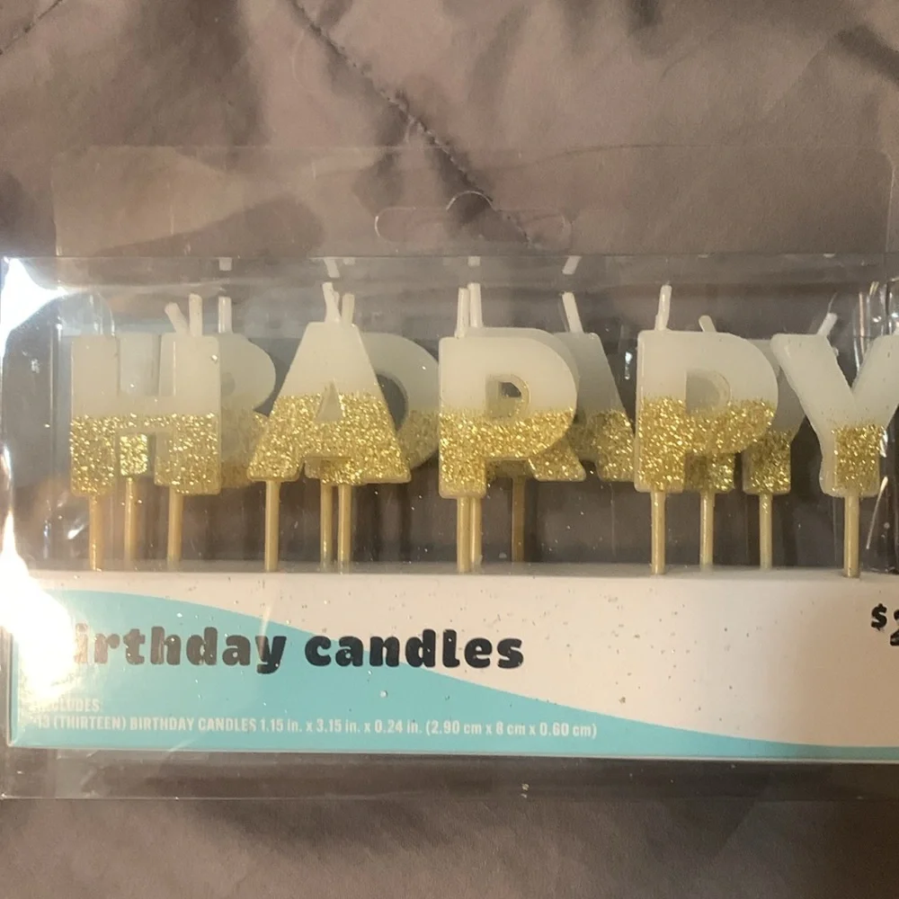 Gold Glitter Birthday Candles
